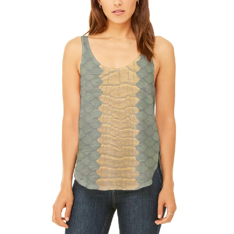 Halloween Green Dragon Costume Juniors Flowy Side Slit Tank Top lounge tank top