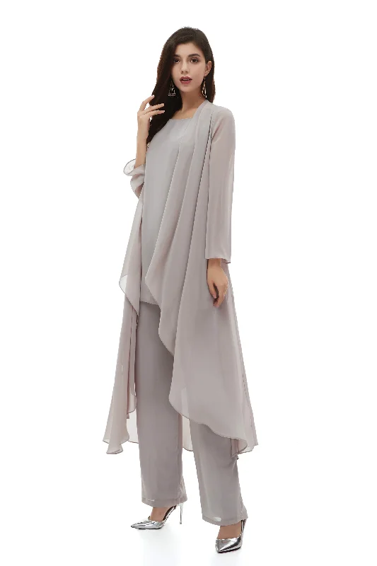 Chiffon Pant Suits Plus Size with Jacket Mother of The Bride Dresses Notch Collar Peter Pan Collar Cowl Neck Chiffon Pant Suits Plus Size with Jacket Mother of The Bride Dresses Notch Collar Peter Pan Collar Cowl Neck