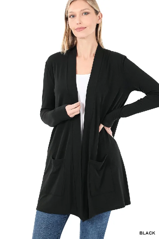 All Star Slouchy Pocket Open Cardigan Zippered Buttoned Snapped