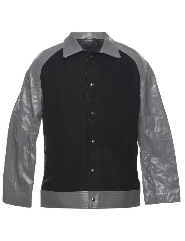 Black Team Jacket - M Toggled Jacket Drawstring Jacket Belted Jacket