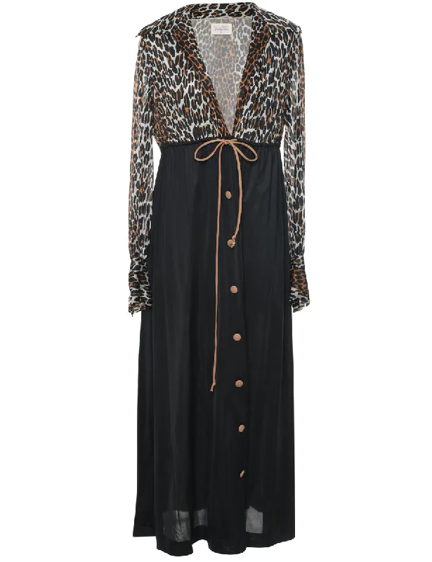 Leopard Print Black & Brown Bed Jacket - M Denim Jacket Leather Jacket Suede Jacket Leopard Print Black & Brown Bed Jacket - M Denim Jacket Leather Jacket Suede Jacket