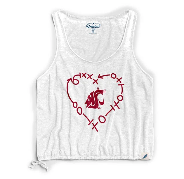 Ladies White Drawstring Heart Tank striped tank top