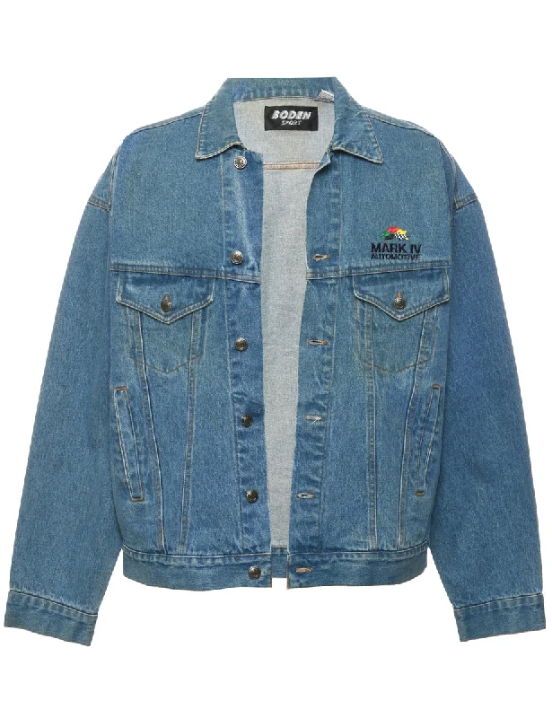 Button Front Denim Jacket - L Knit Jacket Woven Jacket Fleece Jacket