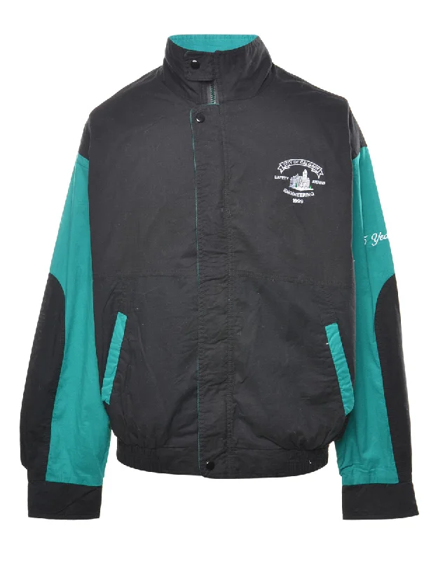 Metromedia Black & Green Classic Jacket - XL A-Line Jacket Boat Neck Shawl Collar