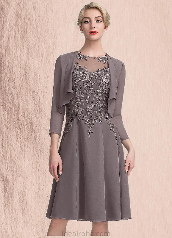 Angelica A-Line Scoop Neck Knee-Length Chiffon Lace Mother of the Bride Dress STK126P0014790 Angelica A-Line Scoop Neck Knee-Length Chiffon Lace Mother of the Bride Dress STK126P0014790