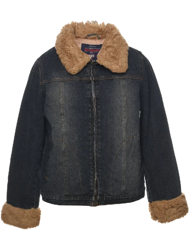 Medium Wash Denim Jacket - L Nylon Jacket Polyester Jacket Spandex Jacket