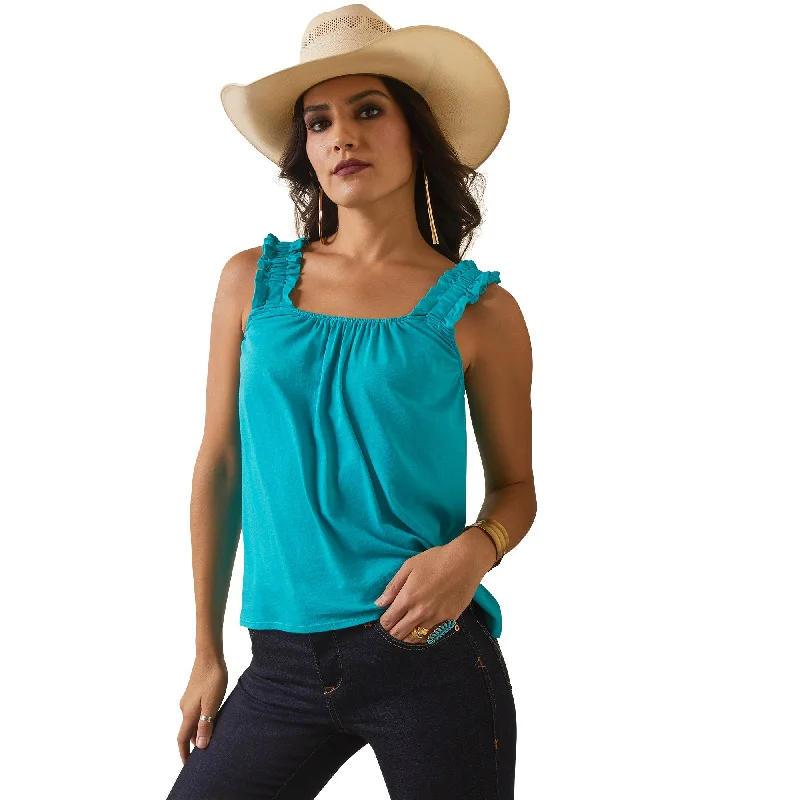 ARIAT TILLY SLEEVELESS TANK TEAL mint tank top
