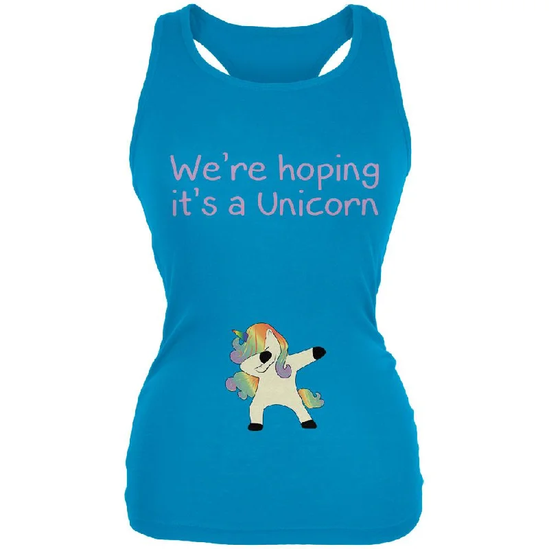 We're Hoping It's A Dabbing Unicorn Juniors Soft Tank Top bronze tank top