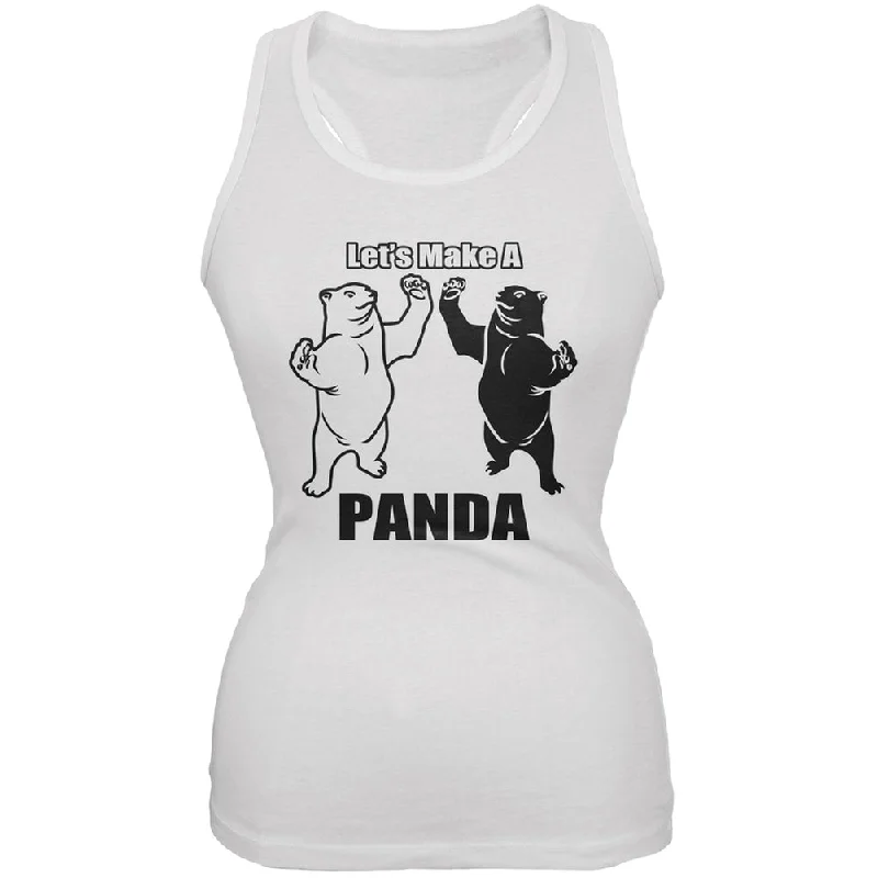 Let's Make a Panda Funny White Juniors Soft Tank Top glitter tank top