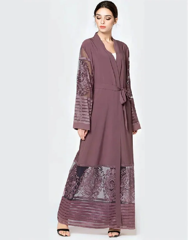 Women Long Chiffon Lace Cardigan Kimonos Bright Pastel Dark