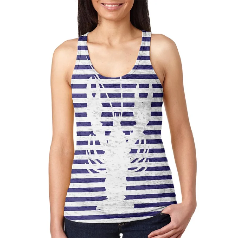 Lobster Navy Nautical Stripes Juniors Burnout Racerback Tank Top trendy tank top