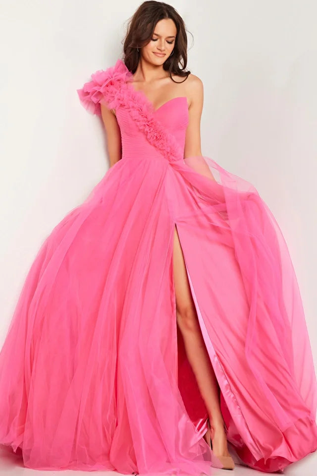 Jovani 25919 Long Prom Dress Ruffle One Shoulder High Slit Ballgown Formal Pageant Gown Jovani 25919 Long Prom Dress Ruffle One Shoulder High Slit Ballgown Formal Pageant Gown