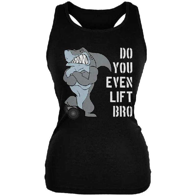 Muscular Shark Do You Even Lift Bro Workout Gym Rat Juniors Soft Tank Top flowy tank top