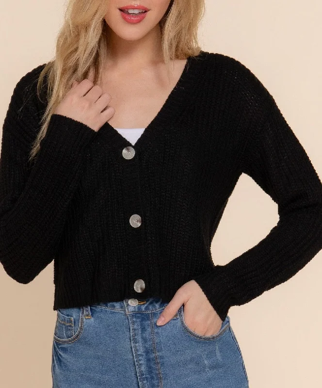 V-Neck Button Cardigan Iron Safe Non-Iron Wrinkle Free