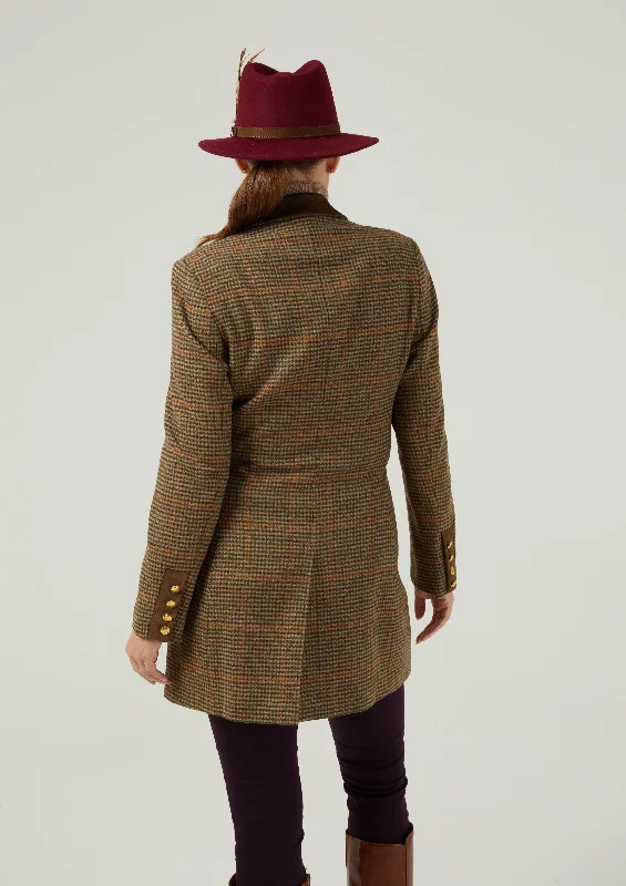 Surrey Ladies Mid-Thigh Tweed Coat In Sycamore - Regular Fit