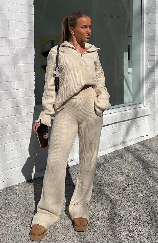 Let's Get Cosy Knit Pants Beige