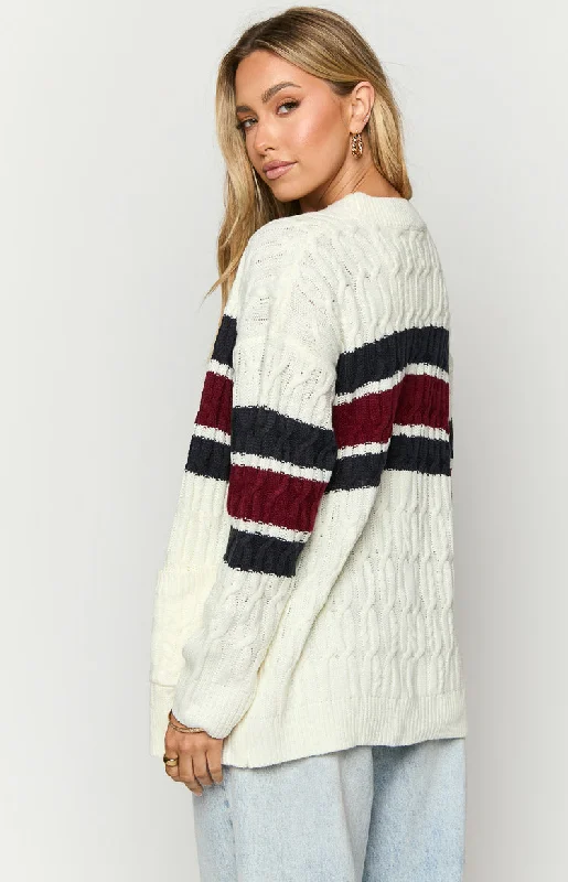 Nikkitta Cream Striped Cardigan