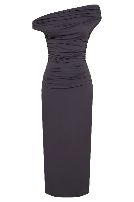 Alayna Recycled Nylon Midi Dress - Charcoal