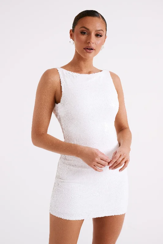 Ayla Sequin Mini Dress - White