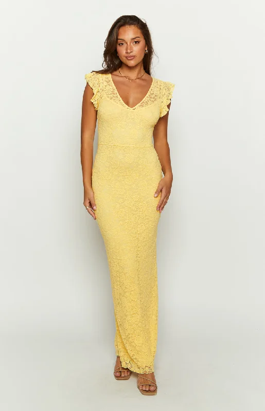 Blake Yellow Lace Maxi Dress