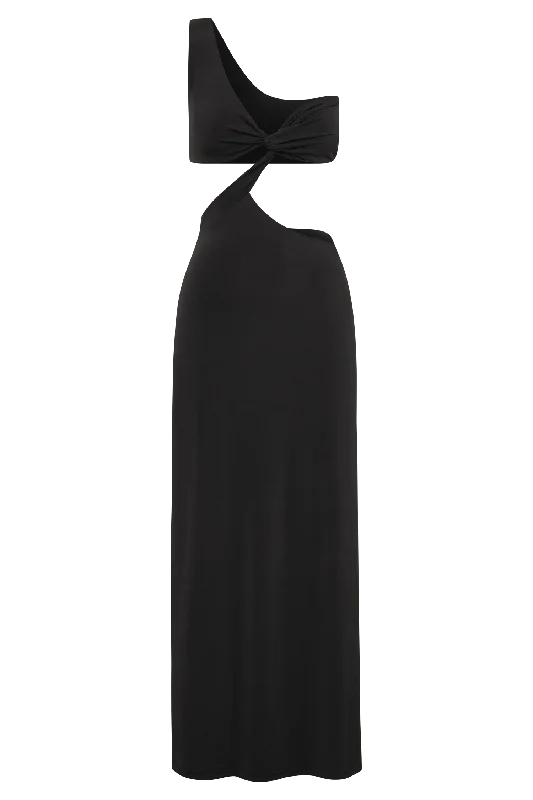 Solana One Shoulder Maxi Dress - Black