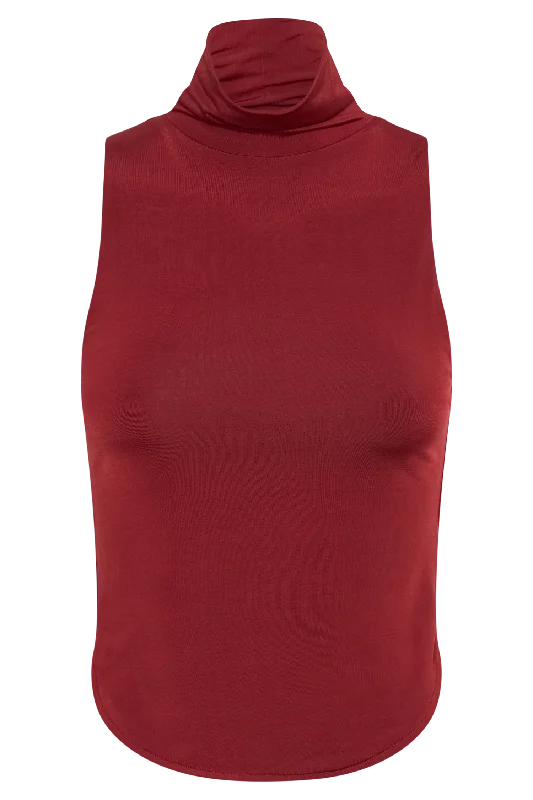 Wren Slinky Turtle Neck Top - Cherry Red