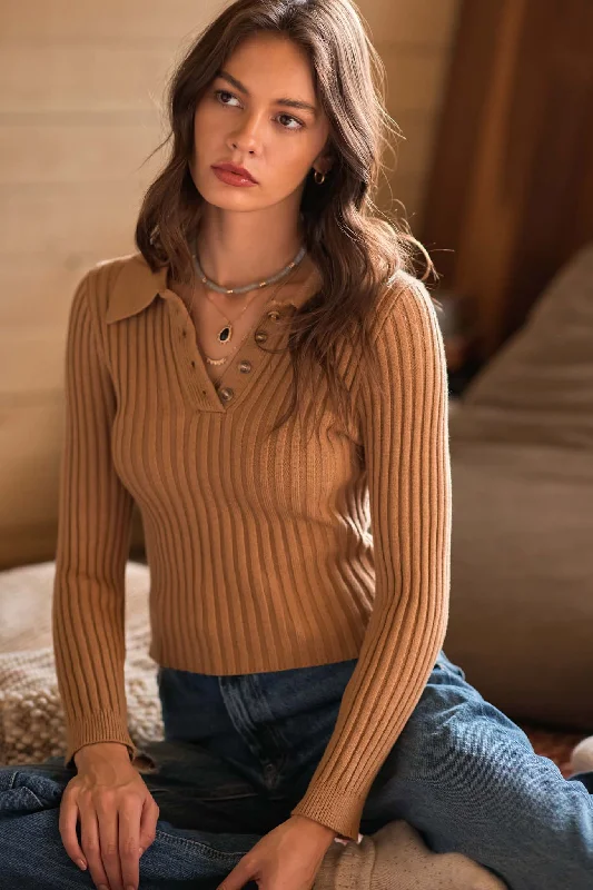 Rustic Living Rib-Knit Polo Sweater