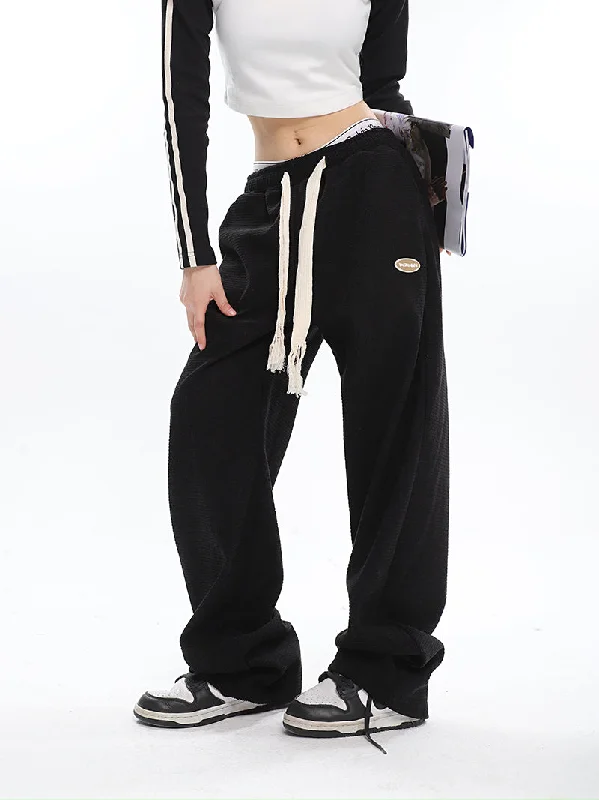 Abril Solid Color Straight Leg High Waisted Sweatpants