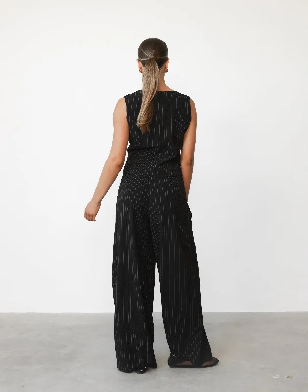 Kenza Pants (Black Pinstripe)