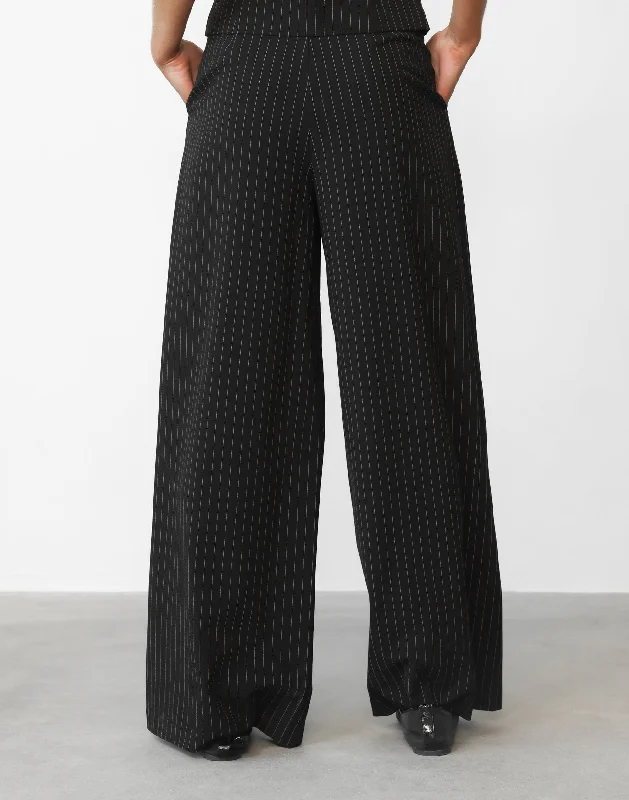 Kenza Pants (Black Pinstripe)