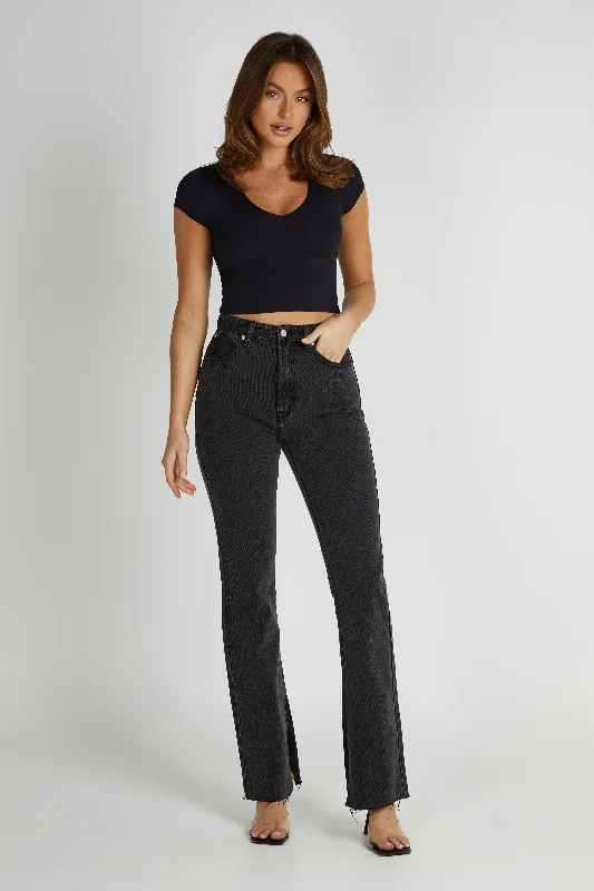 Lauren Straight Leg Jeans - Washed Black