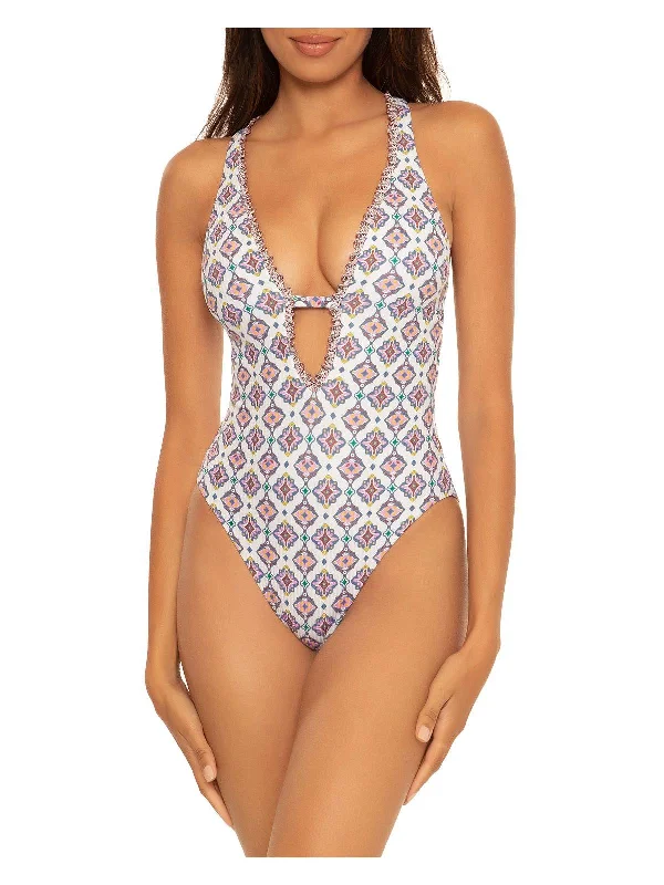 Marrakesh Womens Crochet Trim Reversible One-Piece Swimsuit