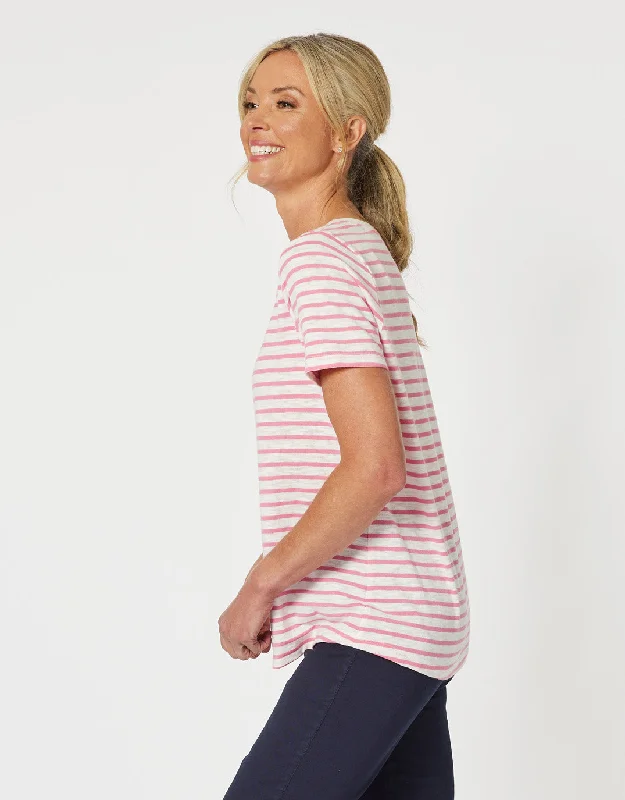 Classic Stripe Tee - Coral