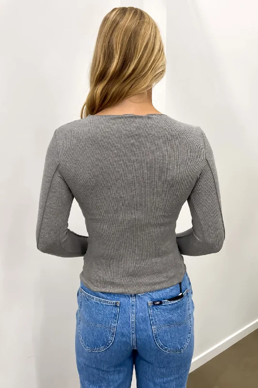 Eleni Long Sleeve Top Grey