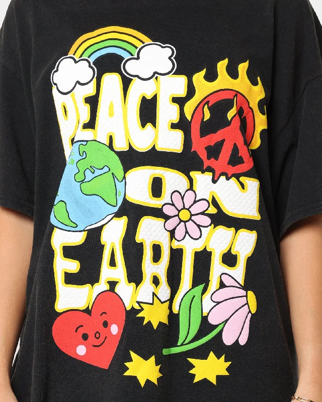 Goat Crew Peace On Earth Vintage T-Shirt Washed Black