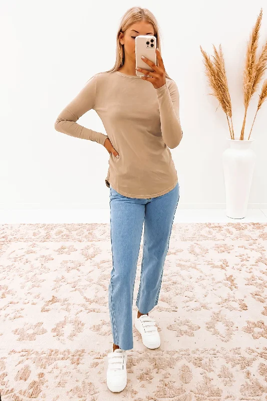 Kara Long Sleeve Tee Tan