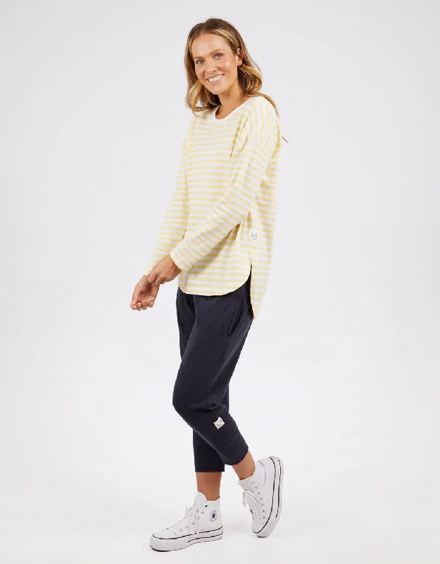 Lauren Long Sleeve Stripe Tee - Banana/White Stripe