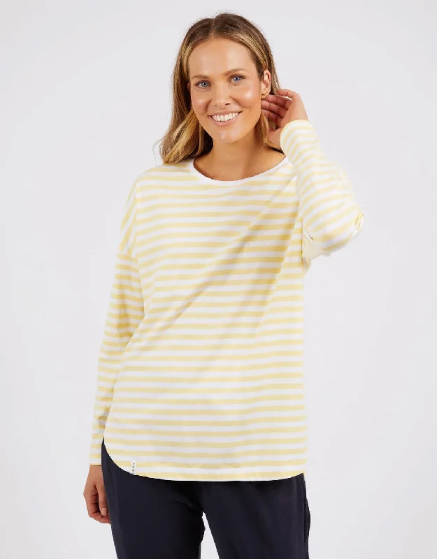 Lauren Long Sleeve Stripe Tee - Banana/White Stripe