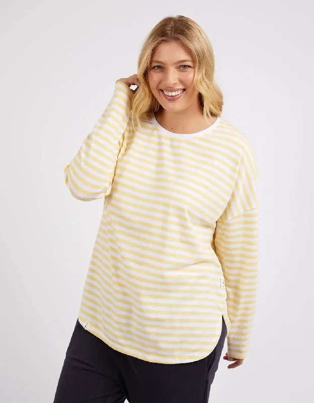 Lauren Long Sleeve Stripe Tee - Banana/White Stripe