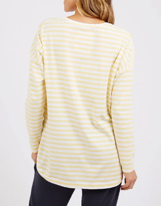 Lauren Long Sleeve Stripe Tee - Banana/White Stripe