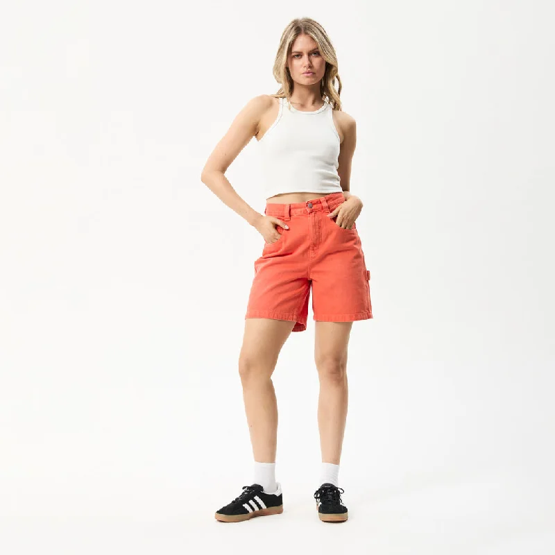 AFENDS Womens Emilie - Denim Carpenter Shorts - Faded Orange