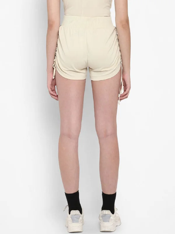 Alcis Women Solid Off White Shorts