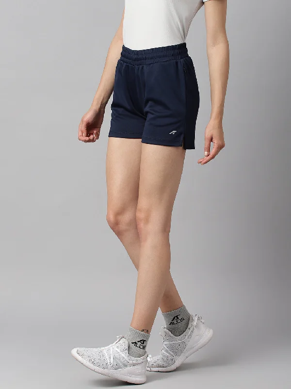 Alcis Women Navy Anti-Static Soft-Touch Slim-Fit Train All-Day Sustainable Shorts