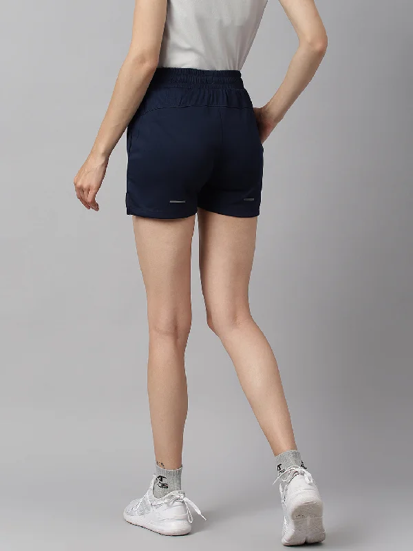 Alcis Women Navy Anti-Static Soft-Touch Slim-Fit Train All-Day Sustainable Shorts