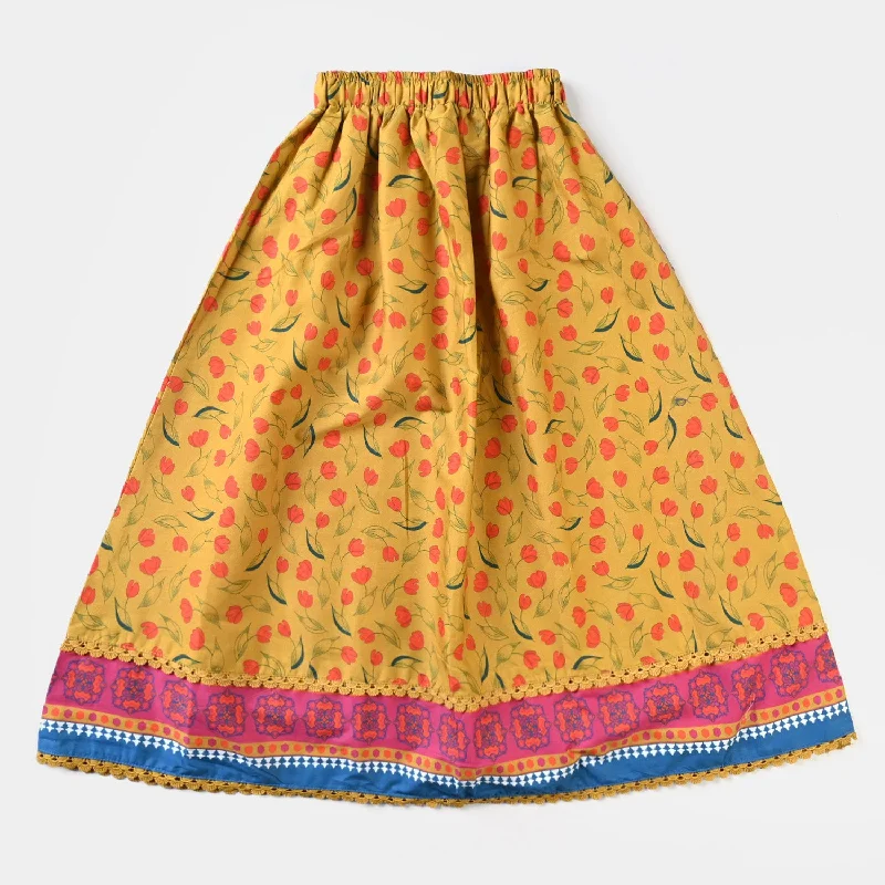 Girls Cotton Poplin Long Skirt Butter Cup-Mustard