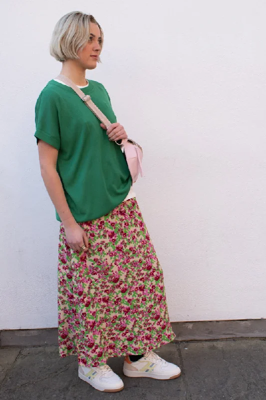 ICHI Enora Structured Flower Skirt