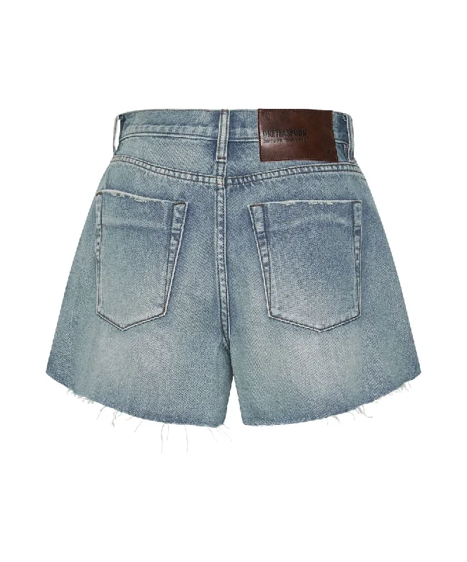 ONE TEASPOON Womens Hendrixe Mid Waist Trucker Denim Shorts