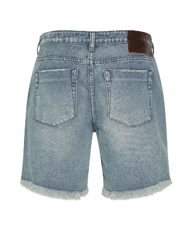 ONE TEASPOON Womens Hendrixe Stevies Long Boyfriend Denim Shorts