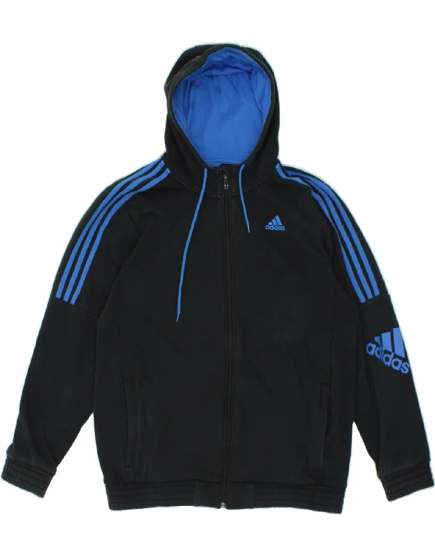 ADIDAS Mens Graphic Zip Hoodie Sweater Large Navy Blue Cotton