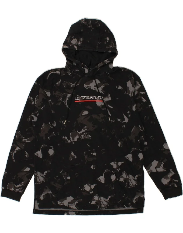 UNDER ARMOUR Mens Graphic Hoodie Jumper Large Black Camouflage Cotton